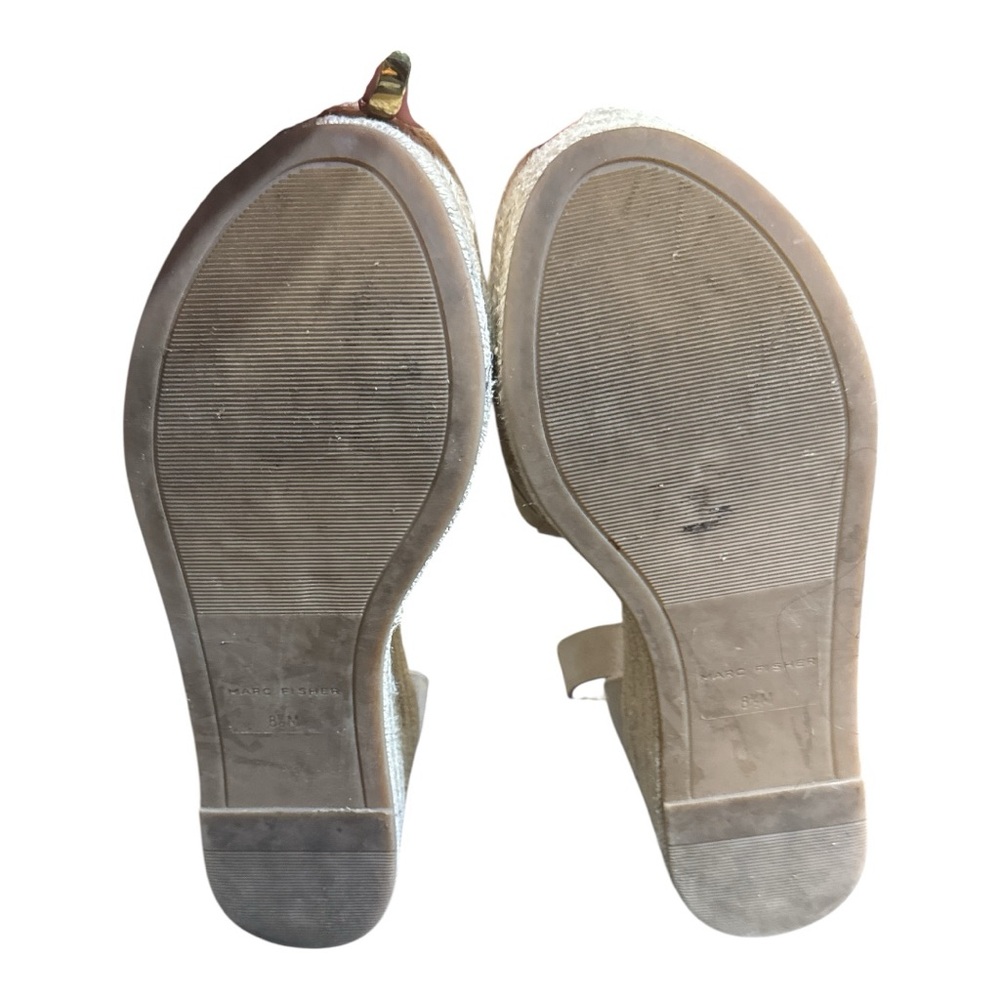 Marc Fisher Tan Varin Quilted Suede Espadrille Wedge Sandals - Picture 5 of 6